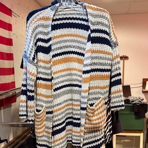 NWOT Striped Open-Front Cardigan Sweater large xl